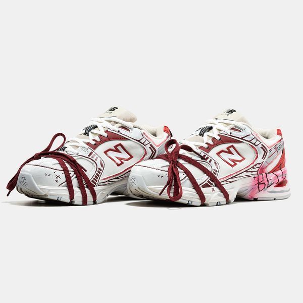 Кросівки New Balance 530 White Red Custom 23401 фото