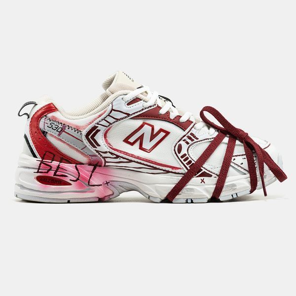 Кросівки New Balance 530 White Red Custom 23401 фото
