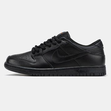 Кросівки NIke SB Dunk Low Total Black Leather 19998 фото